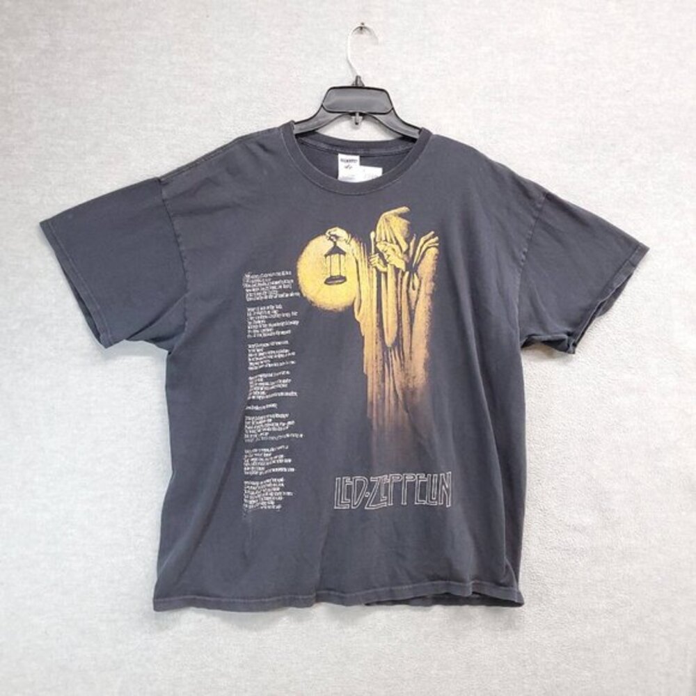 VINTAGE Led Zeppelin Men Shirt  2XL Black Stair Way to‎ Heaven Graphic Y2K Tee